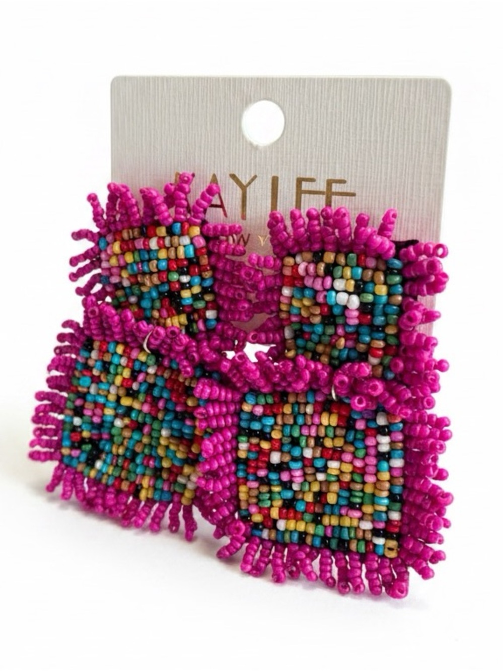 AYLIFE Fuchsia Multicolor Beaded Statement Earrings